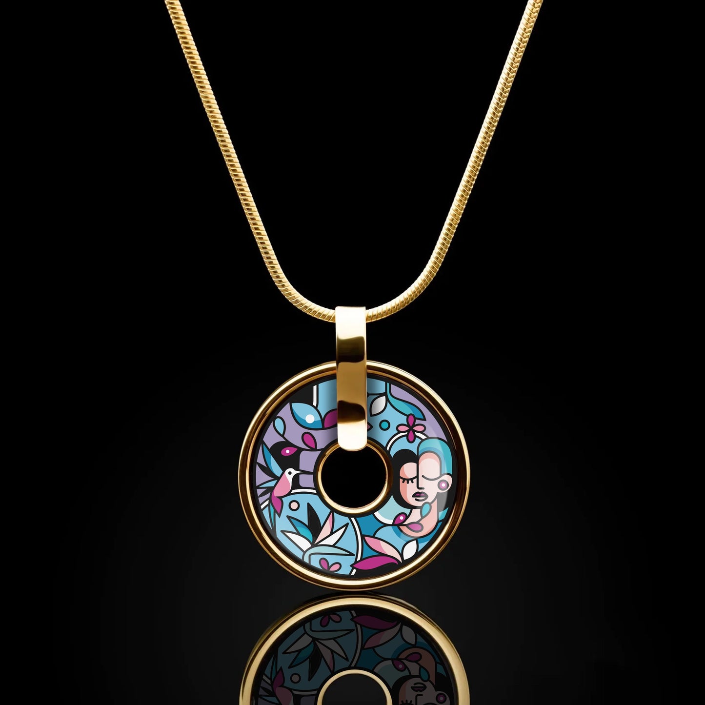 Enamel Gold Necklace "MuseGem"