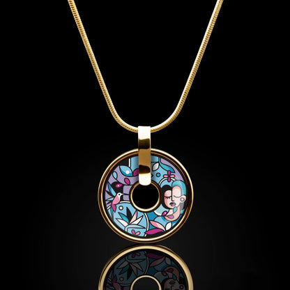 Enamel Gold Necklace "MuseGem"