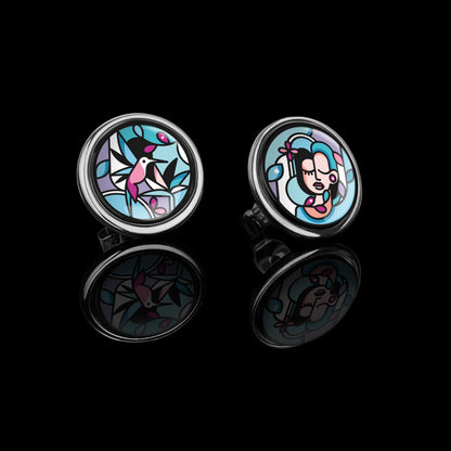 Enamel Gold Studs "MuseGem"