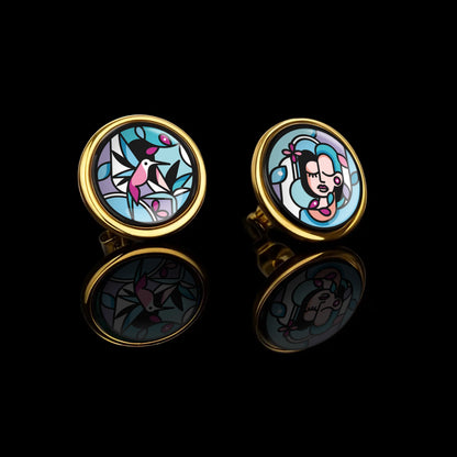 Enamel Gold Studs "MuseGem"