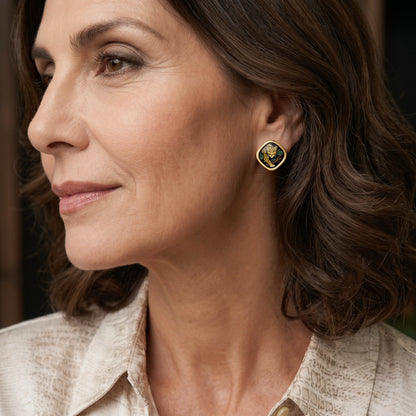 Square Gold Earrings "Selva Dorada"