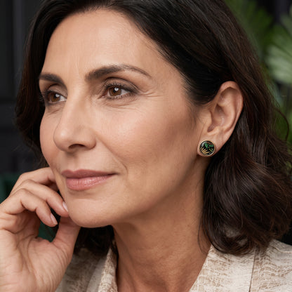 Enamel Gold Studs "Selva Dorada"