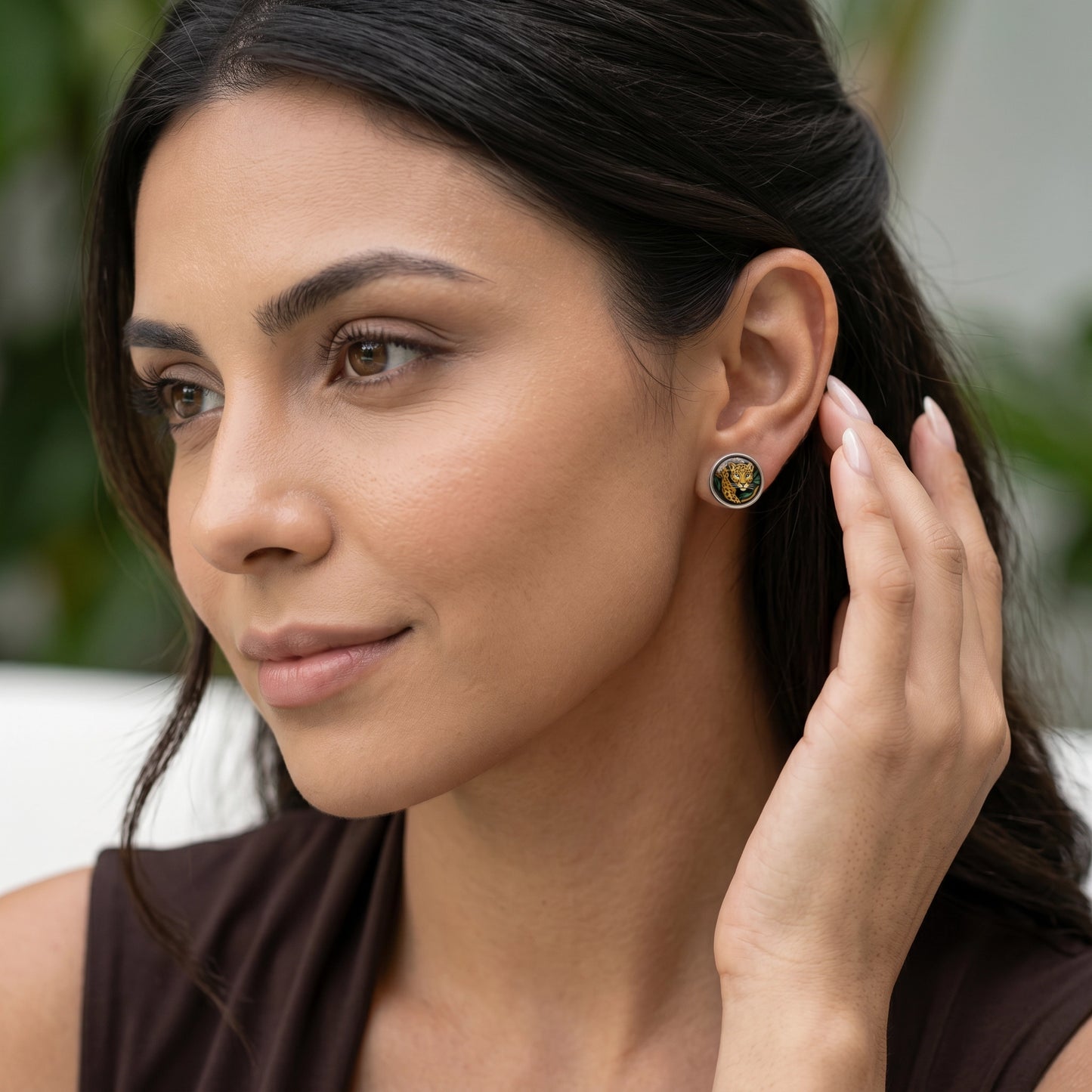 Enamel Gold Studs "Selva Dorada"