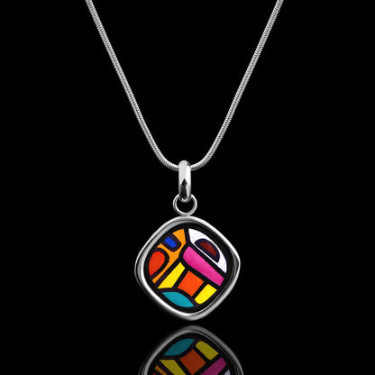 Yellow gold necklace with the painting of Friedensreich Hundertwasser's "Spanish Nights"